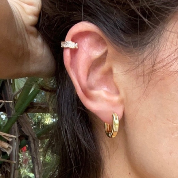 14k Gold Filled Minimalist Huggie Earrings - Picture 3 of 6